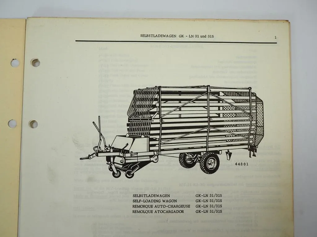 John Deere Lanz GK-NL 31 31S Selbstladewagen Ersatzteilliste 1967