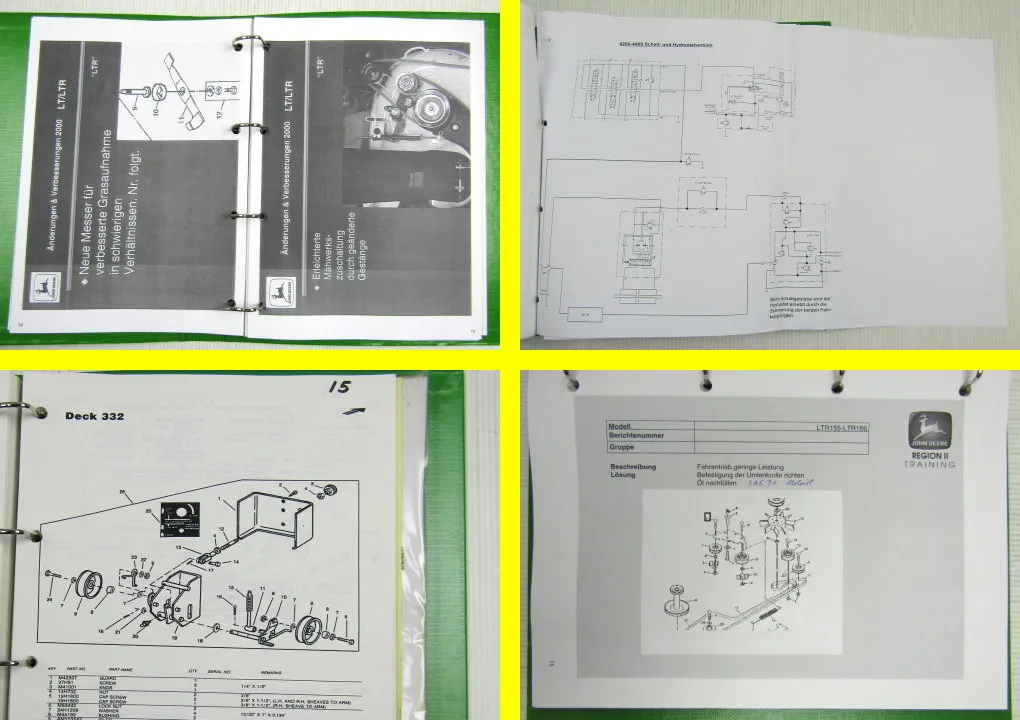 John Deere Rasenmäher Rasentraktoren Schulungshandbuch Training Service 95-2003
