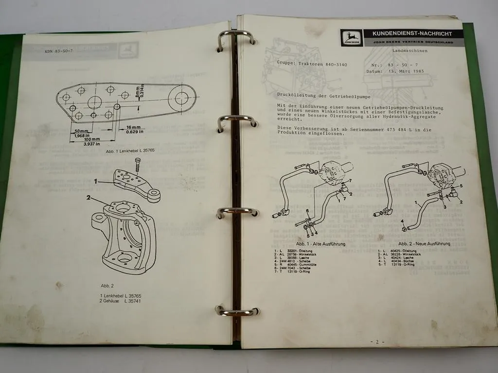 John Deere Traktor Kundendienst Nachrichten Werkstatthandbuch 1980-84