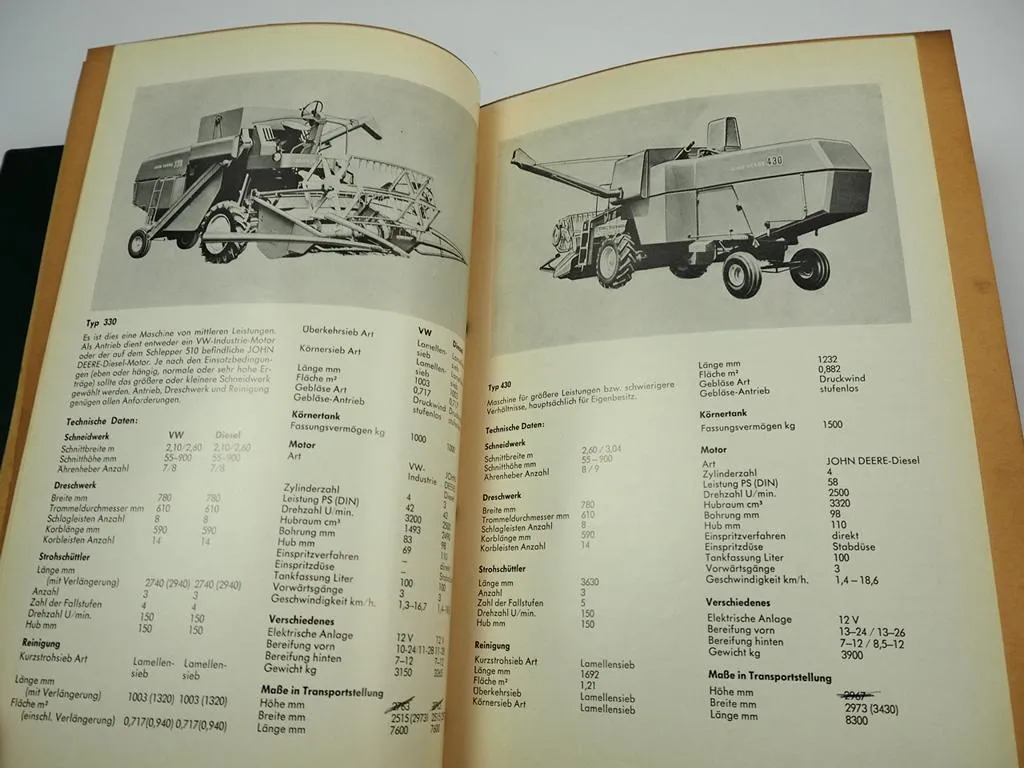 John Deere Verkaufshandbuch Schlepper 310 510 710 Mähdrescher 330 430 530 630