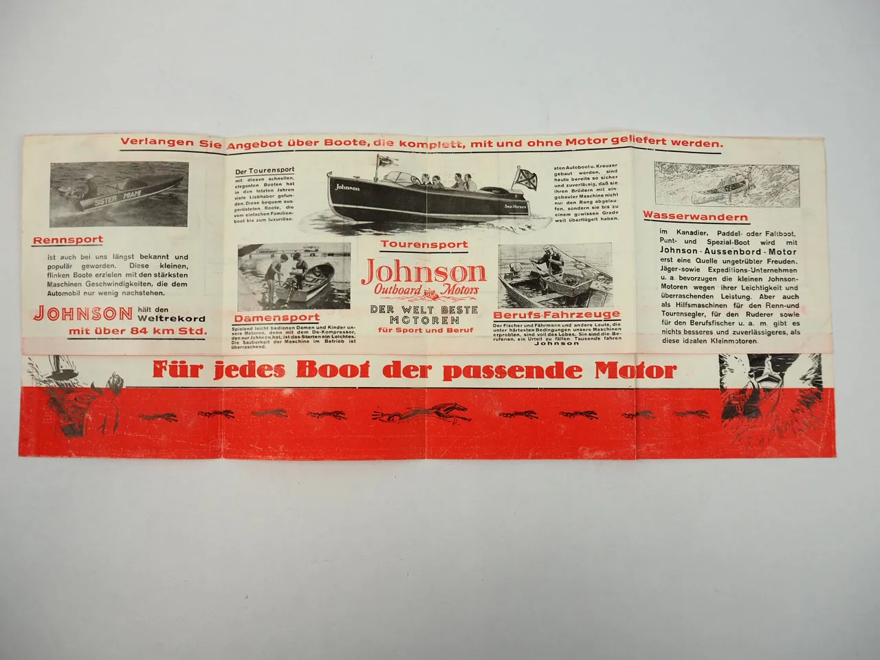 Johnson Seepferd Prospekt ... der Welt beste Aussenbord Motor Sea Horse ca 1930