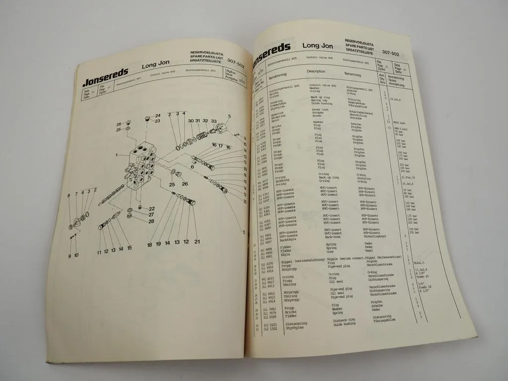 Jonsered Long Jon 307-502 S E T NAS Ladekran Ersatzteilliste Parts Book 1977