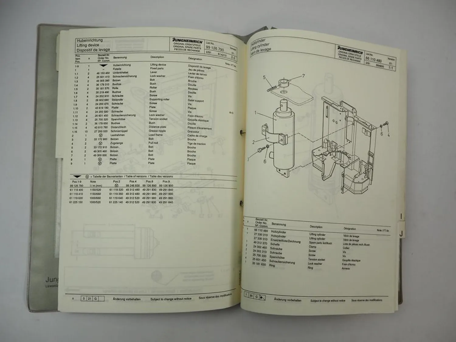 Jungheinrich EJE 14 MSE Elektro Hubwagen Ersatzteilliste Parts List 1992