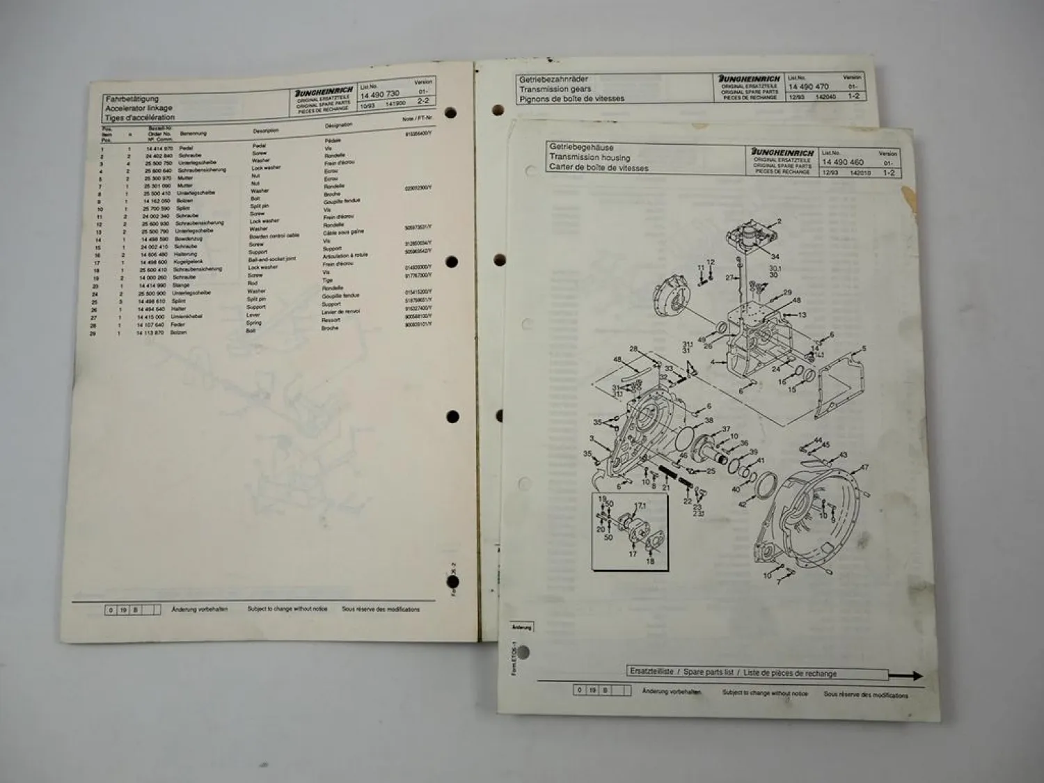 Jungheinrich TFG 20 25 30 TF Gabelstapler Ersatzteilliste Parts List 1994