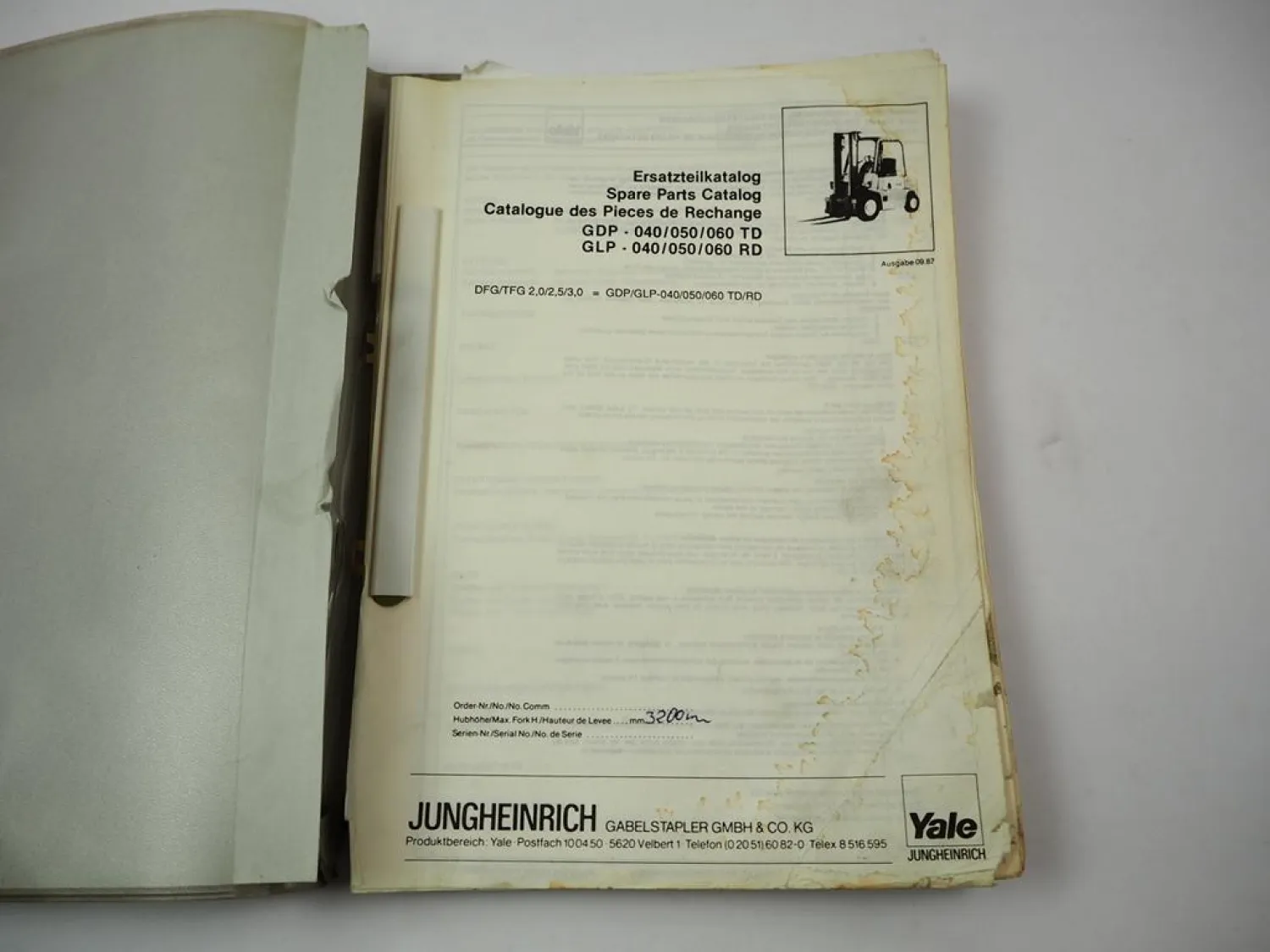 Jungheinrich Yale DFG TFG 2,0 2,5 3,0 Gabelstapler Ersatzteilliste Parts List