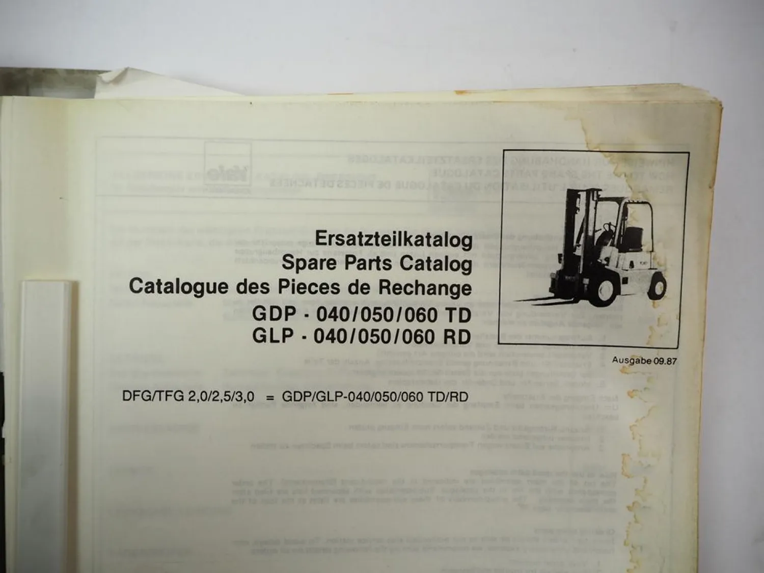 Jungheinrich Yale DFG TFG 2,0 2,5 3,0 Gabelstapler Ersatzteilliste Parts List