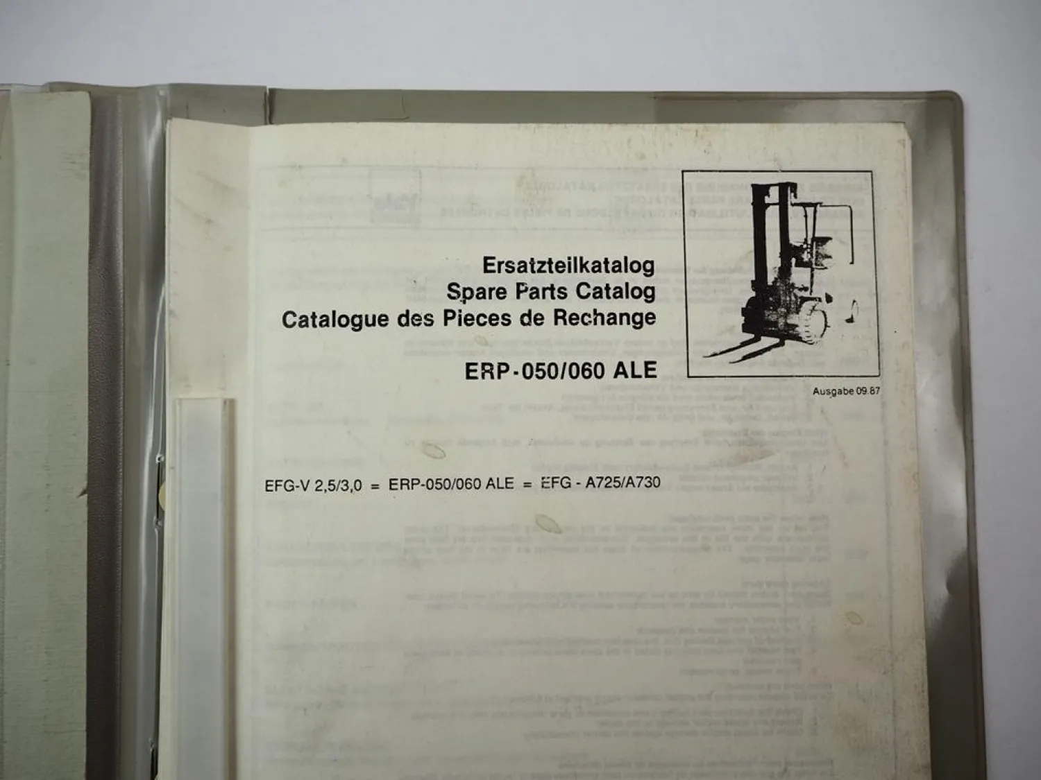 Jungheinrich Yale EFG-V 2.5 3.0 ERP 050 060 ALE Gabelstapler Ersatzteilliste