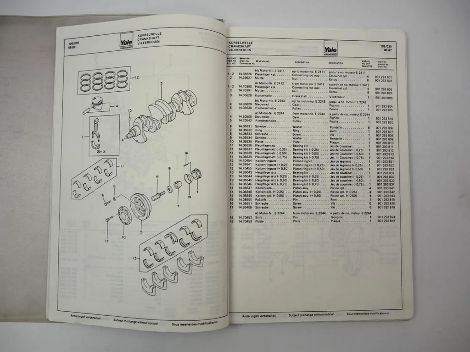 Jungheinrich Yale TFG 1,5 2,0 A GLP 030 040 AD Stapler Ersatzteilliste Parts List