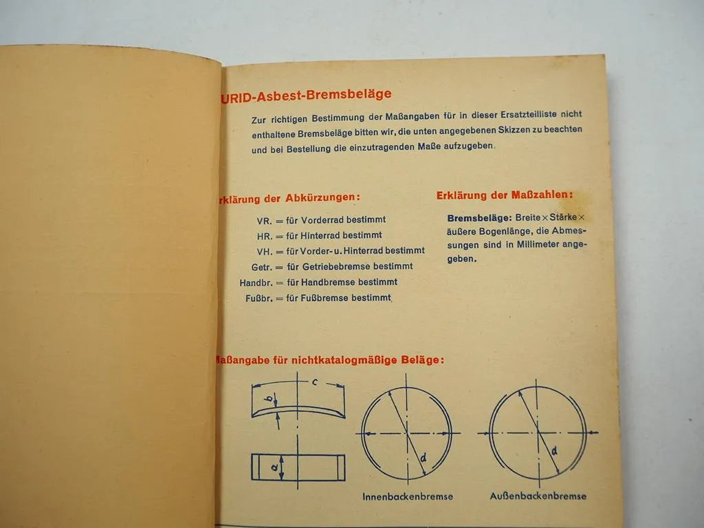 Jurid Bremsbeläge Kupplungsbeläge für PKW LKW Anhänger Ersatzteilliste 1937