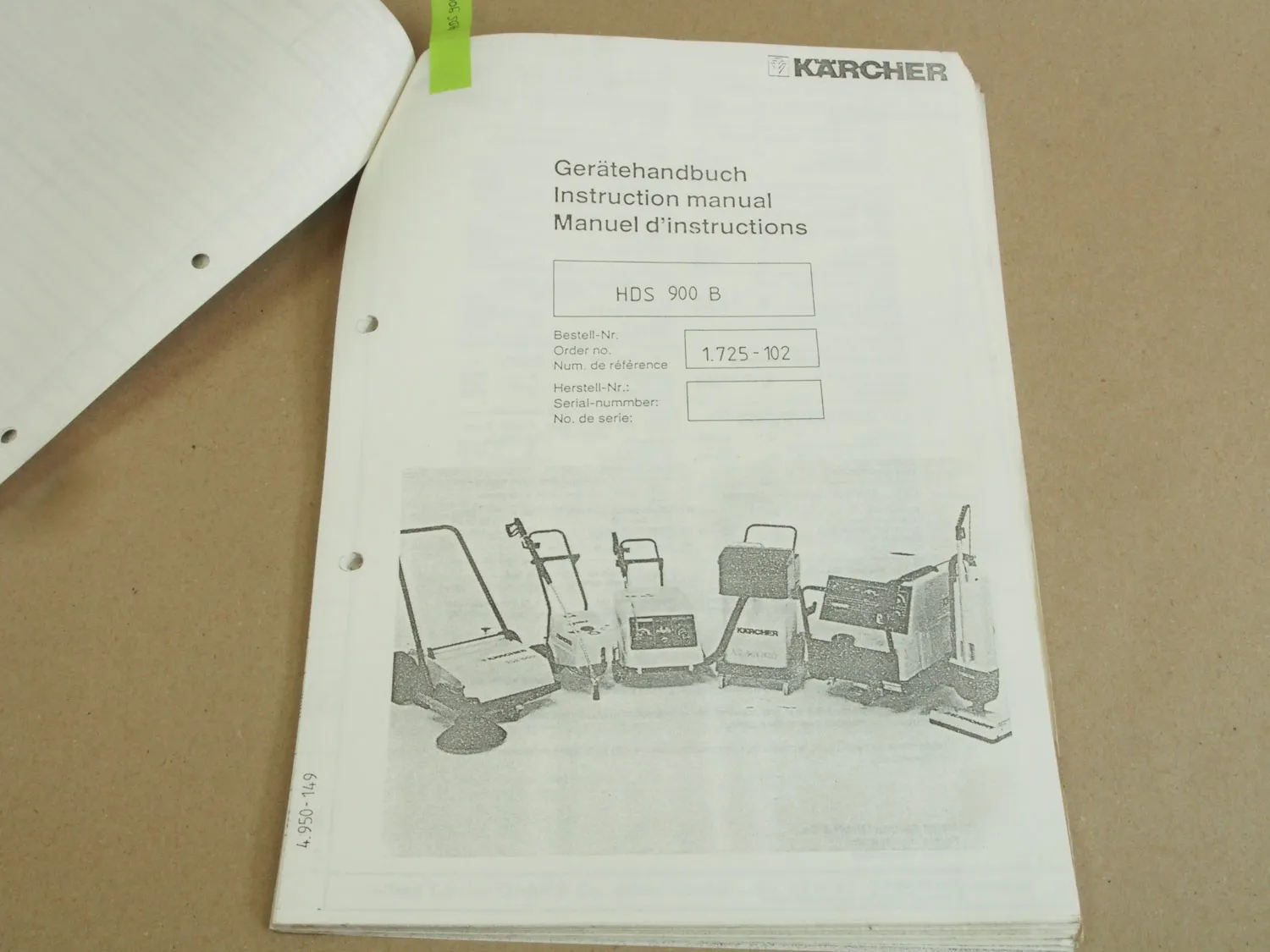 Kärcher HDS200B HDS900B Betriebsanleitung und Ersatzteilliste