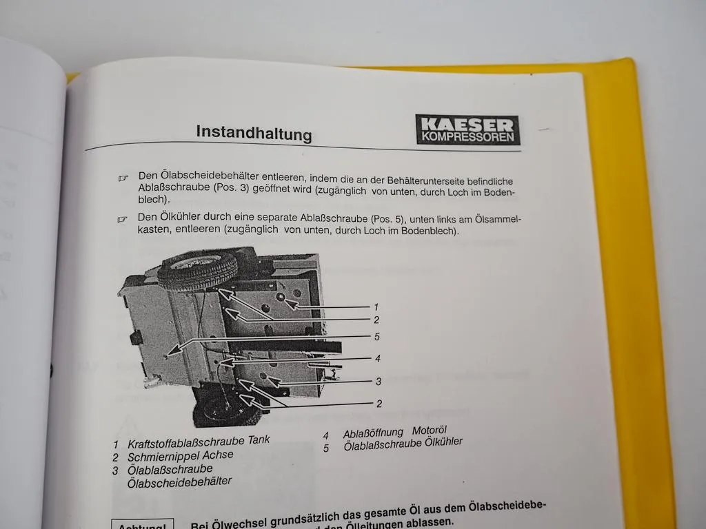 Kaeser Mobilair 51 Schraubenkompressor Bedienungsanleitung Wartung 1998