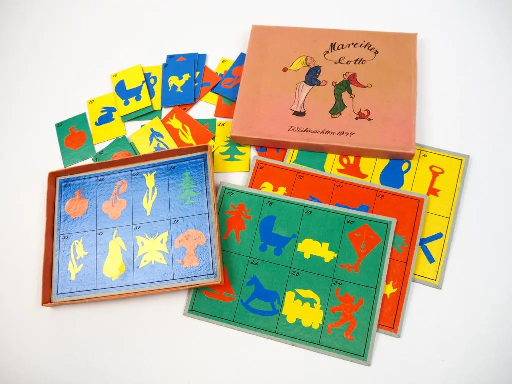 Kartenspiel Mareikes Lotto Weihnachten 1947 selbstgebastelt