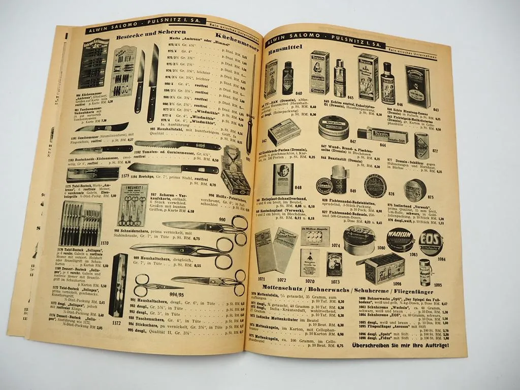 Katalog Alwin Salomo Pulsnitz Kurzwaren Gummibandweberei Haushaltswaren 1938