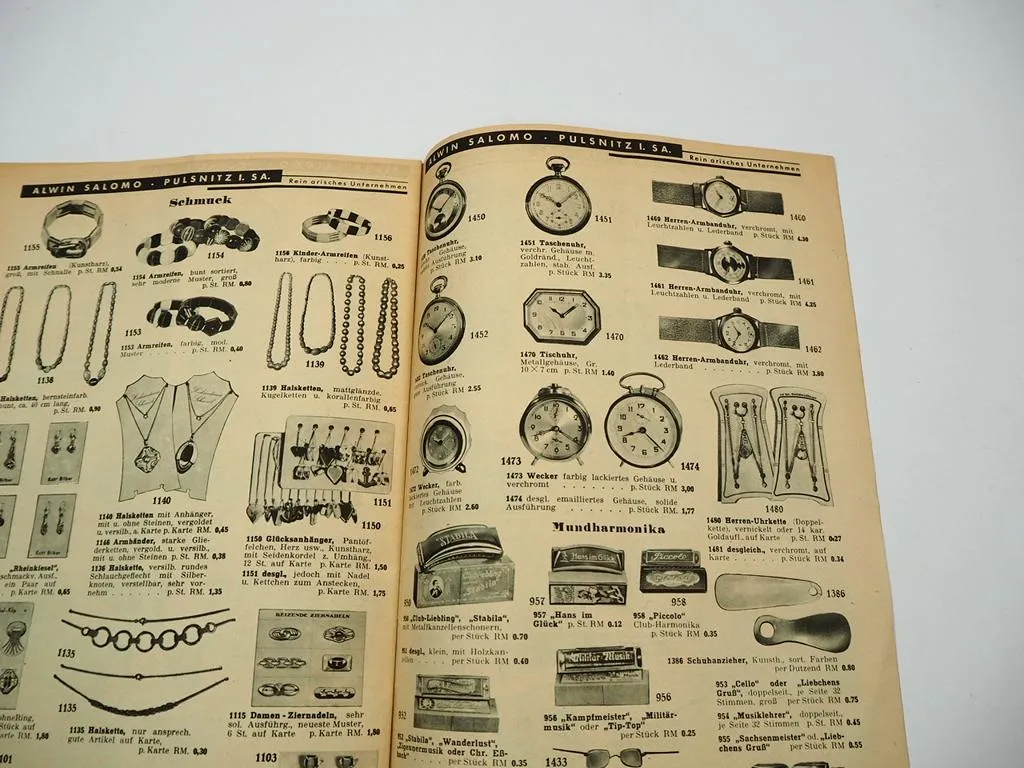 Katalog Alwin Salomo Pulsnitz Kurzwaren Gummibandweberei Haushaltswaren 1938