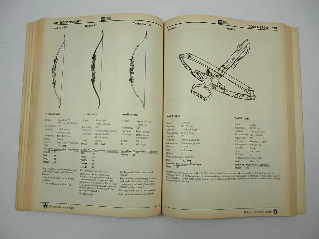Katalog Helmut Hofmann GmbH Die Waffe Repetierwaffen Kurzwaffen Sportbogen 1995