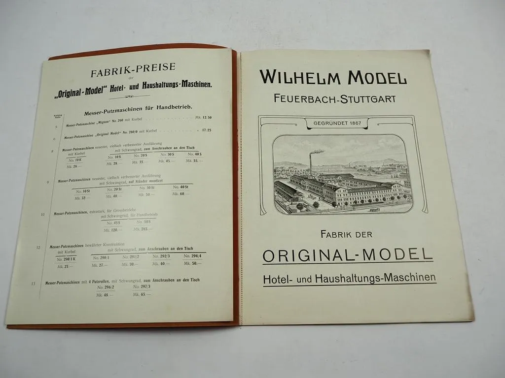 Katalog Hotel & Haushaltungs Maschinen 1910 Wilhelm Model in Feuerbach Stuttgart