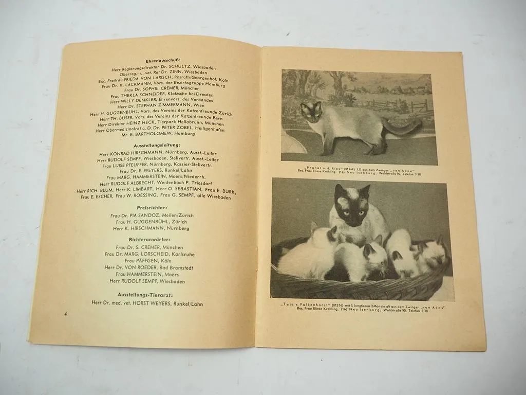 Katalog Internationale Rassekatzen Ausstellung Wiesbaden 1953