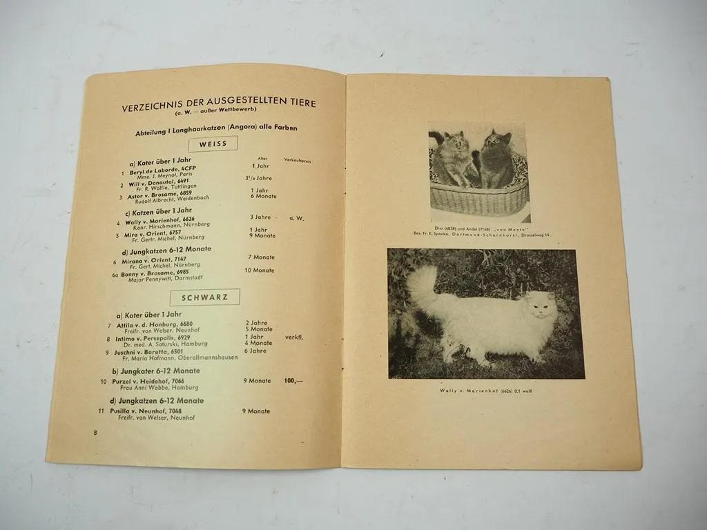 Katalog Internationale Rassekatzen Ausstellung Wiesbaden 1953