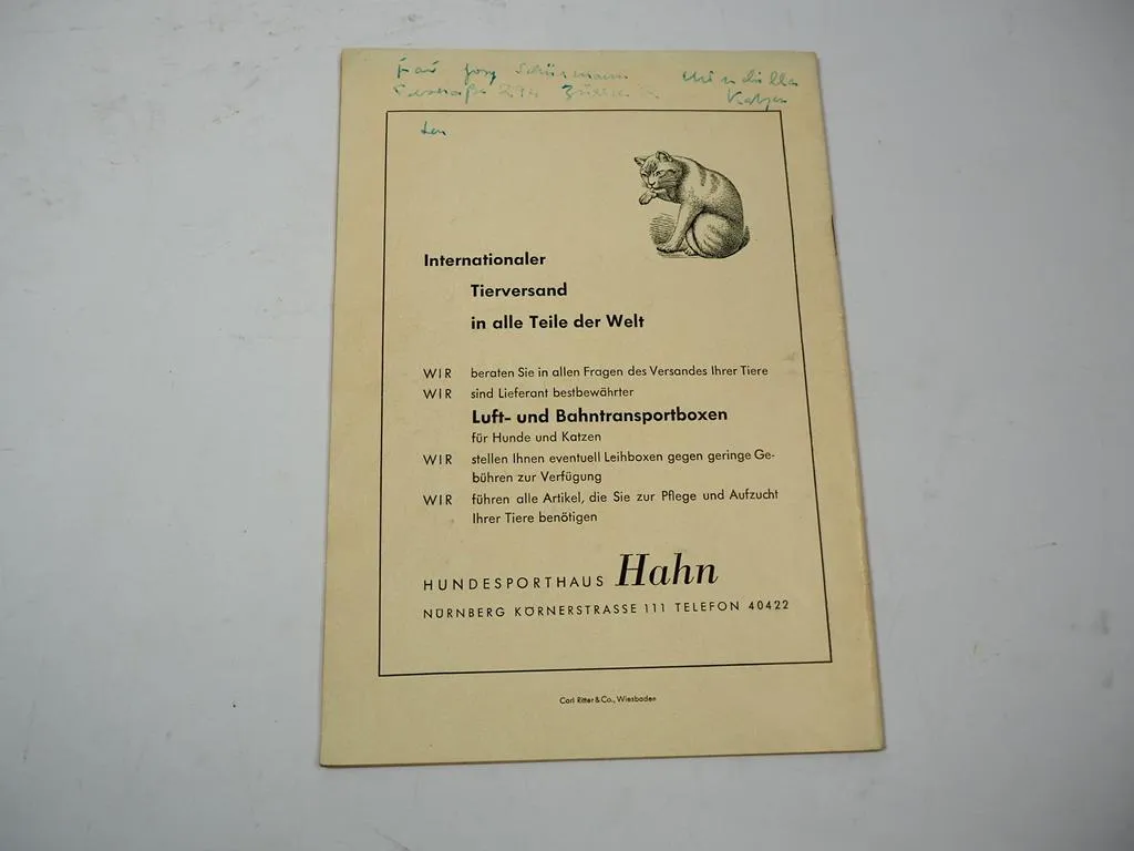 Katalog Internationale Rassekatzen Ausstellung Wiesbaden 1953