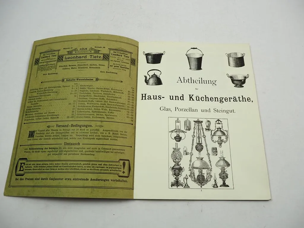 Katalog Verkaufshaus Leonhard Tietz Köln 1896 über Möbel Bedarfsartikel Haushalt