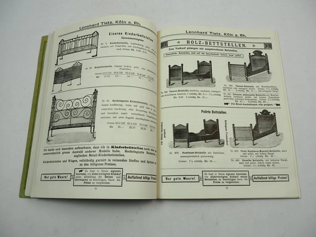 Katalog Verkaufshaus Leonhard Tietz Köln 1896 über Möbel Bedarfsartikel Haushalt