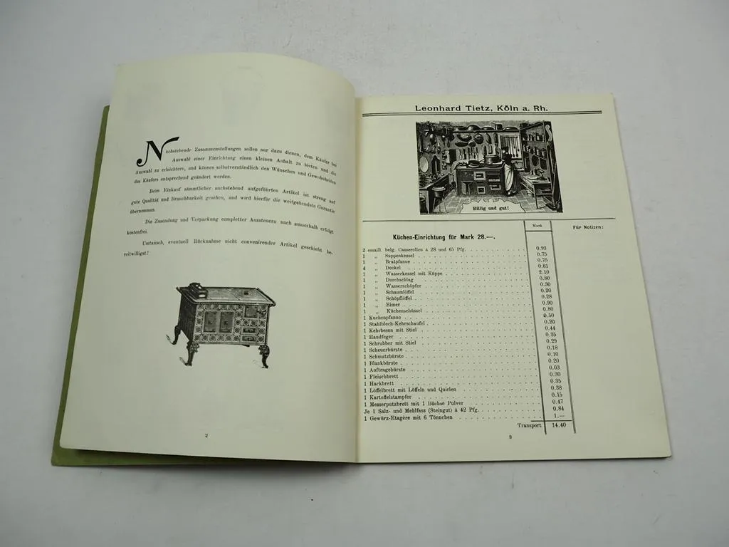 Katalog Verkaufshaus Leonhard Tietz Köln 1896 über Möbel Bedarfsartikel Haushalt