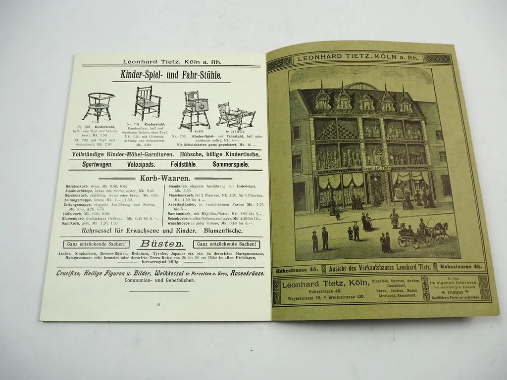 Katalog Verkaufshaus Leonhard Tietz Köln 1896 über Möbel Bedarfsartikel Haushalt