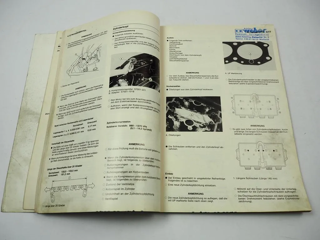 Kawasaki GPX 750 R ZX750F1 Werkstatthandbuch Reparaturanleitung 1986