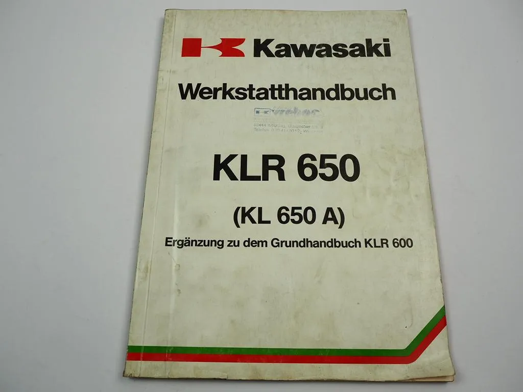 Kawasaki KLR 650 KL650 A1 Tengai Werkstatthandbuch Reparaturhandbuch Ergänzung