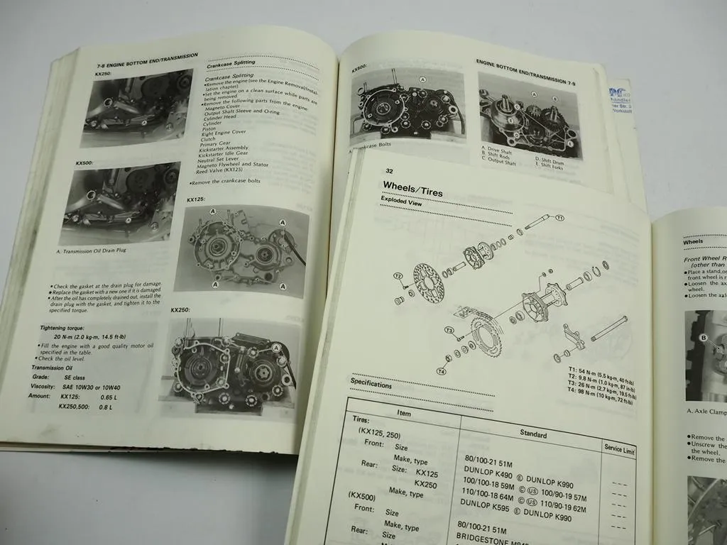 Kawasaki KX 125 250 500 F1 D1 E1 G1 Motorcycle Service Manual Repair Maintenance