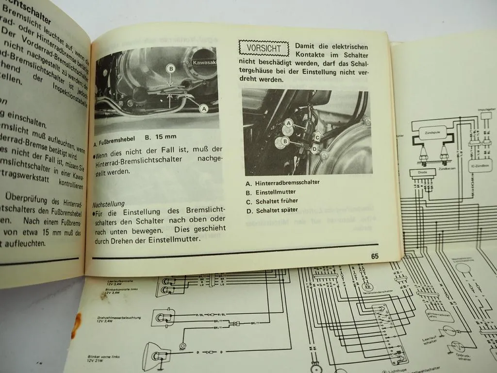 Kawasaki Z 440 LTD belt drive Z440 D6 Betriebsanleitung Wartung Schaltplan Bedienung