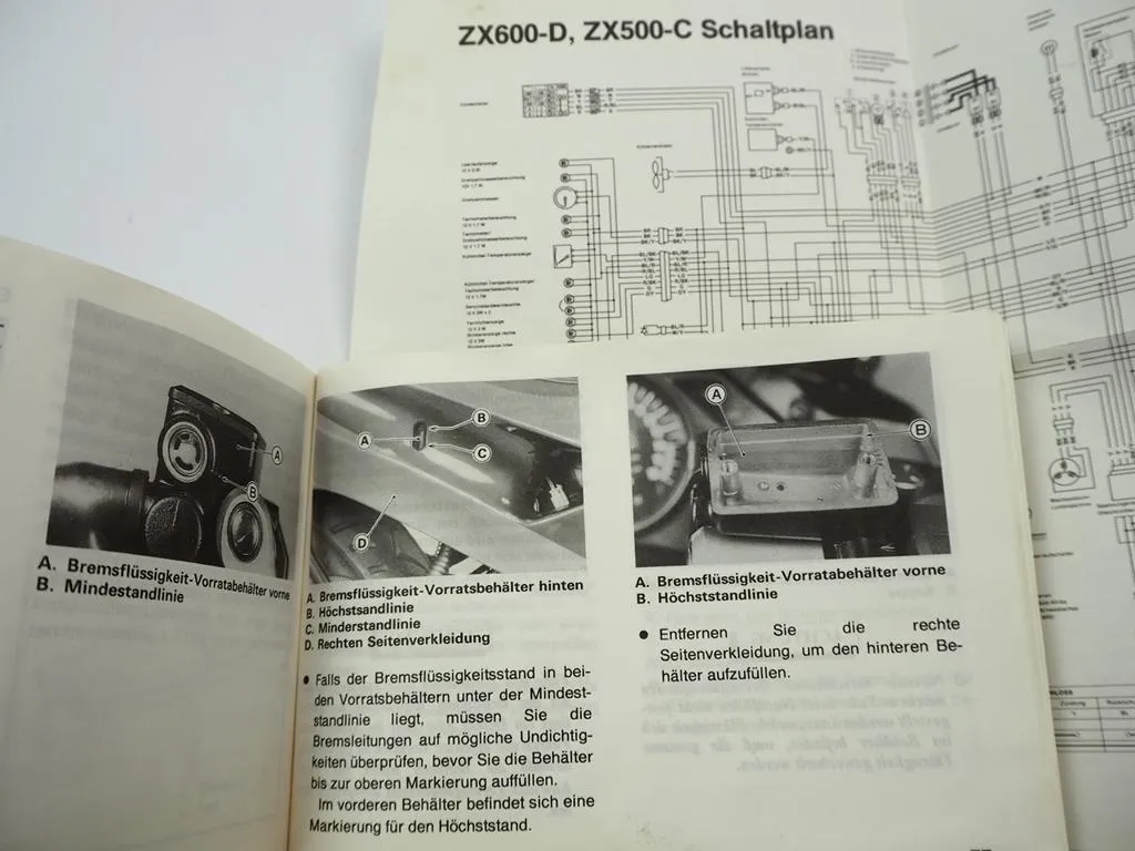 Kawasaki ZZ-R ZZR 600 500 ZX600 D3 500 C3 Betriebsanleitung Bedienung Schaltplan
