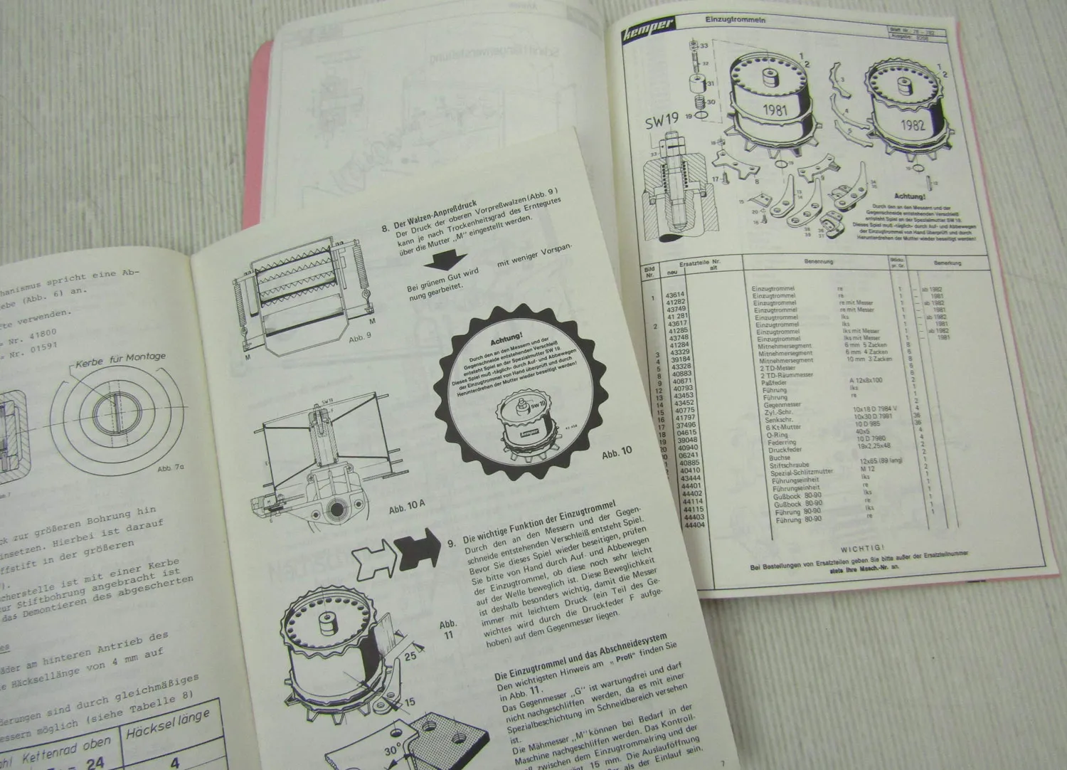 Kemper D2402 Maishäcksler Ersatzteilliste 78 Ausgabe 1982 + Bedienungsanleitung