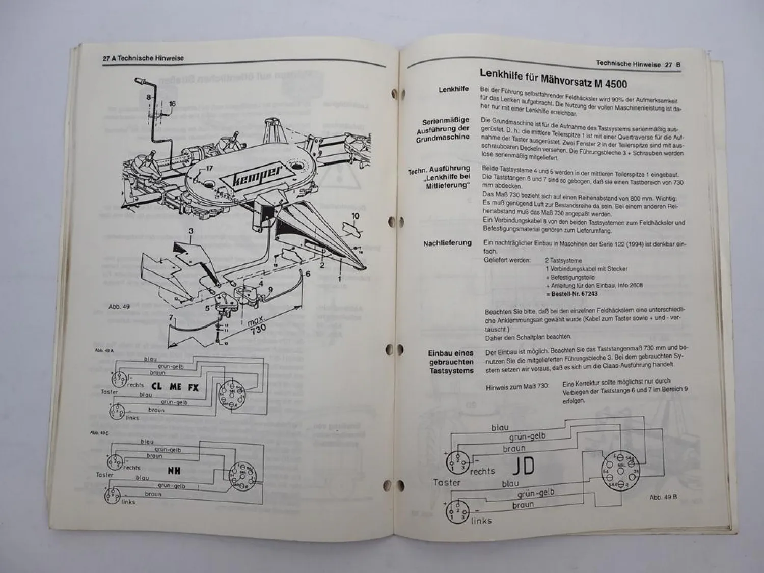 Kemper M4500 Champion Mähvorsatz Betriebsanleitung 1990er Jahre