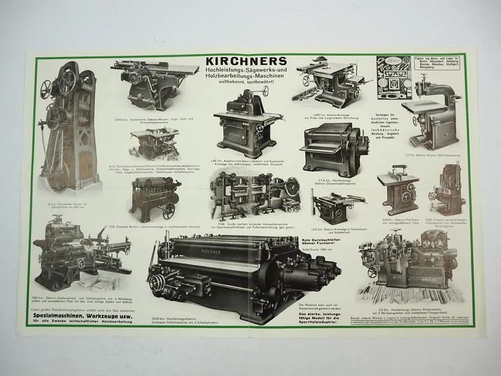 Kirchner Co. AG Leipzig Holzbearbeitung Maschinen Sägewerk Prospekt 1936