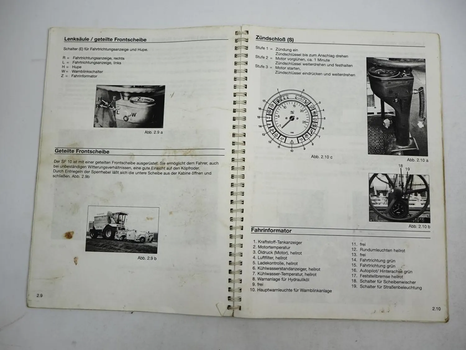 Kleine SF10 Erntemaschine Zuckerrüben Betriebsanleitung Ersatzteilliste 1996/97