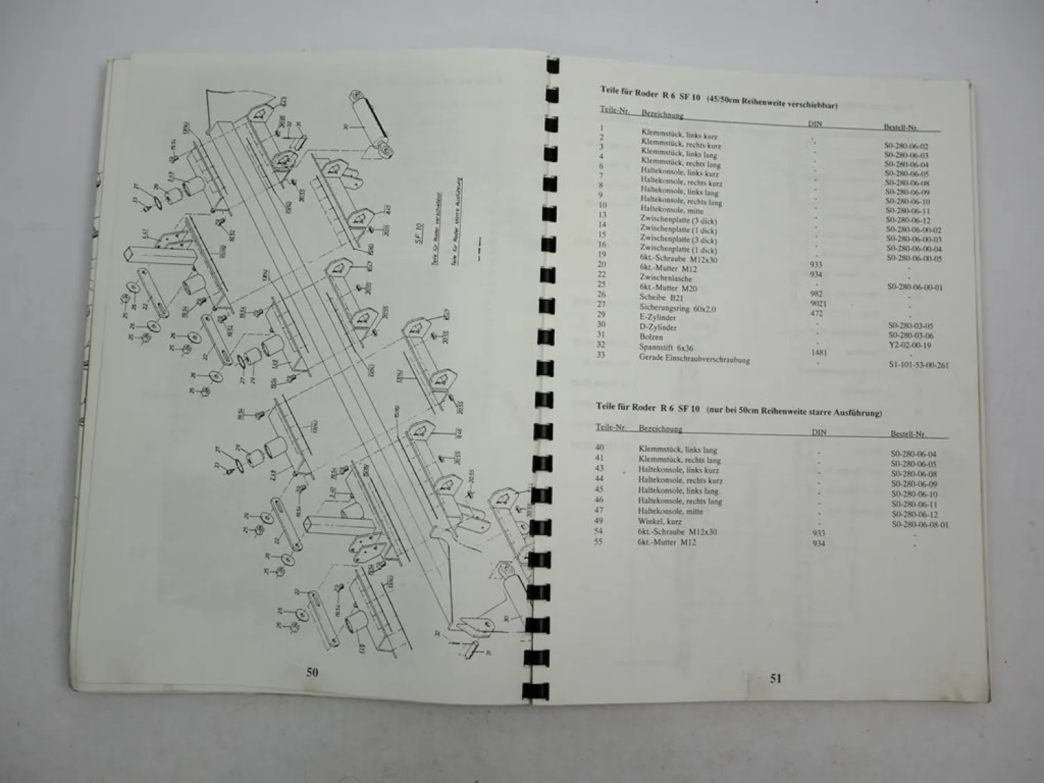 Kleine SF10 Erntemaschine Zuckerrüben Betriebsanleitung Ersatzteilliste 1996/97