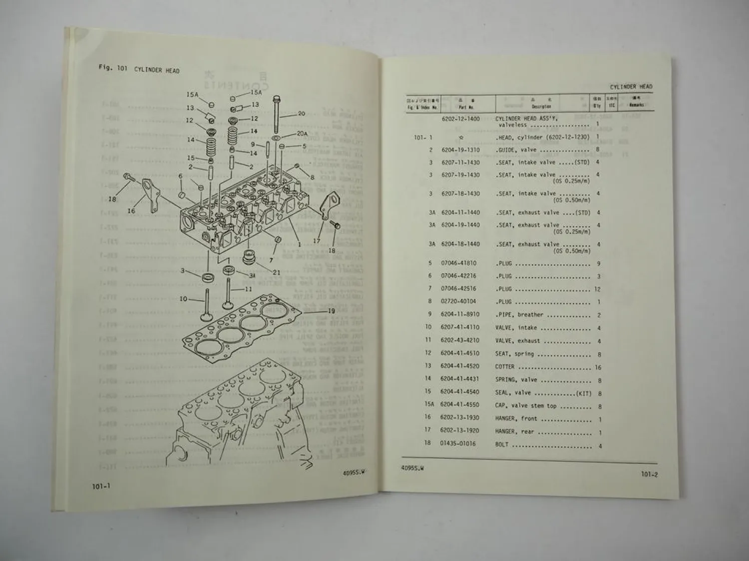 Komatsu 4D95S-W Diesel Engine FD 20 23 25 28 30 -11 Forklift Parts Book 1991