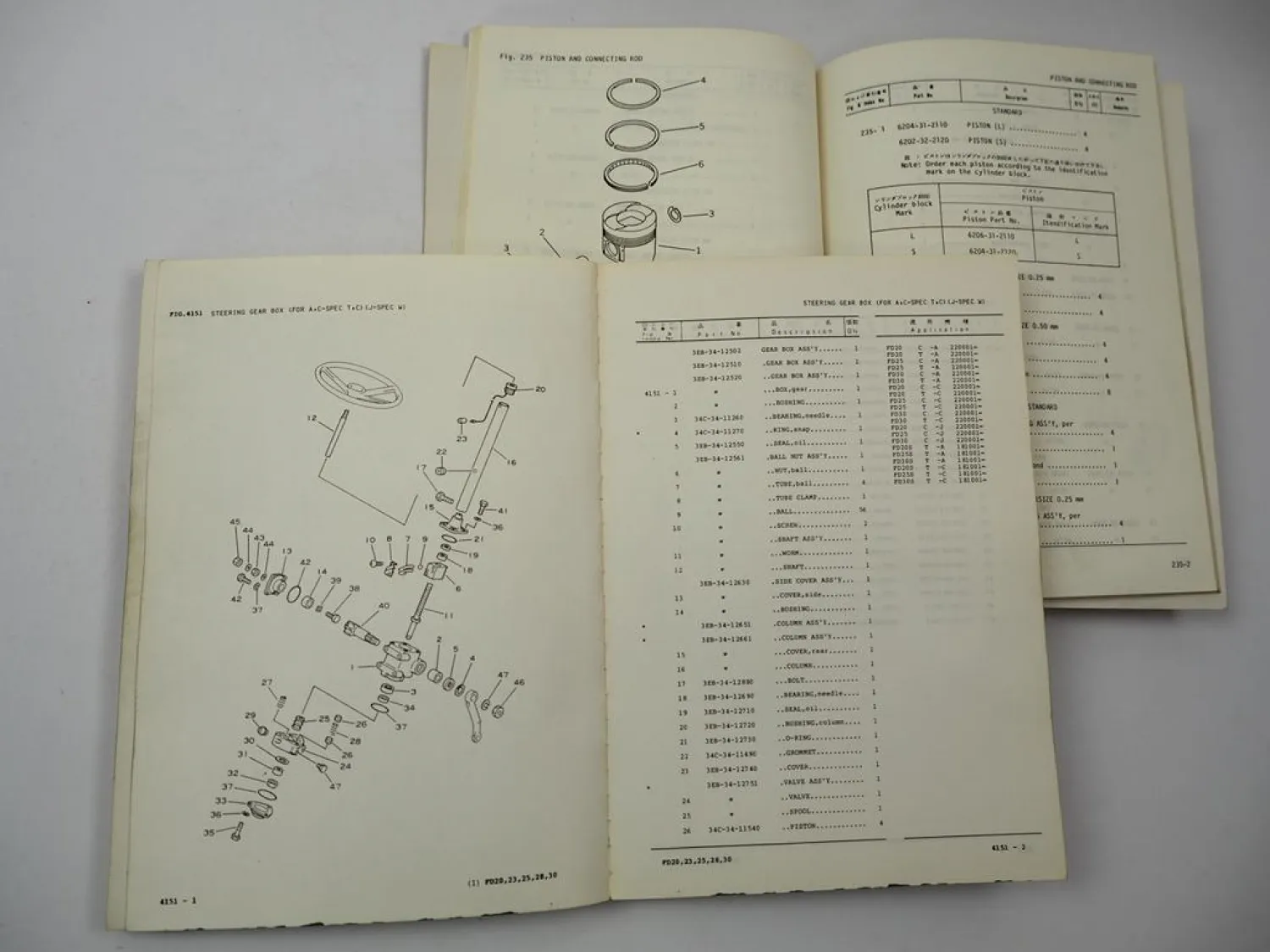 Komatsu FD 20 23 25 28 30 -10 S -5 Forklift + Engine 4D95S Parts Book 1985