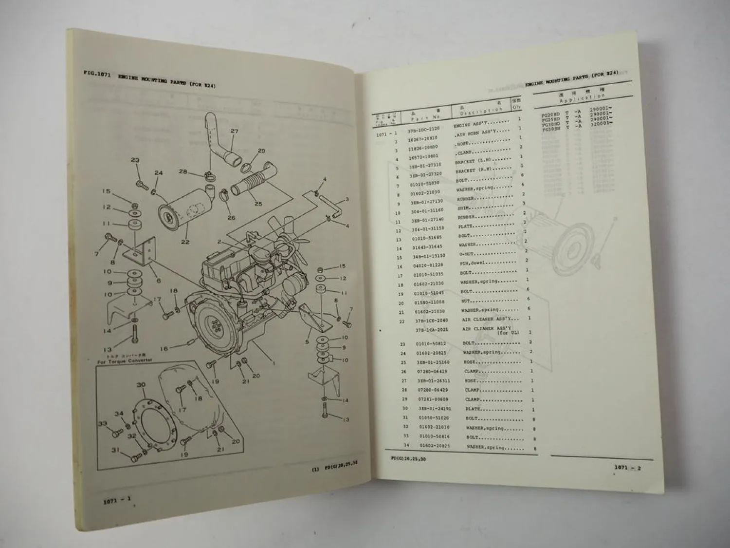 Komatsu FD FG 20 25 30 D HD S VD SV -11 Forklift Parts List Ersatzteilliste 1989
