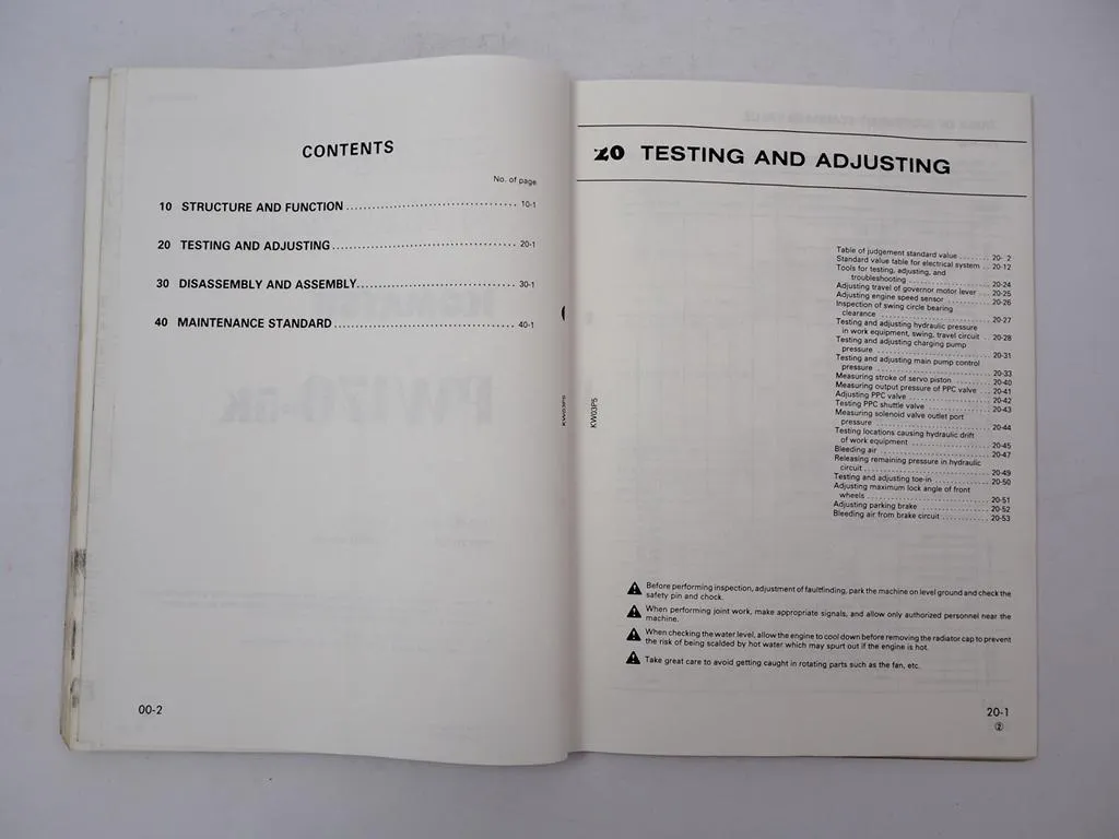 Komatsu PW170-5K Hydraulikbagger Schulungshandbuch 1990er Jahre