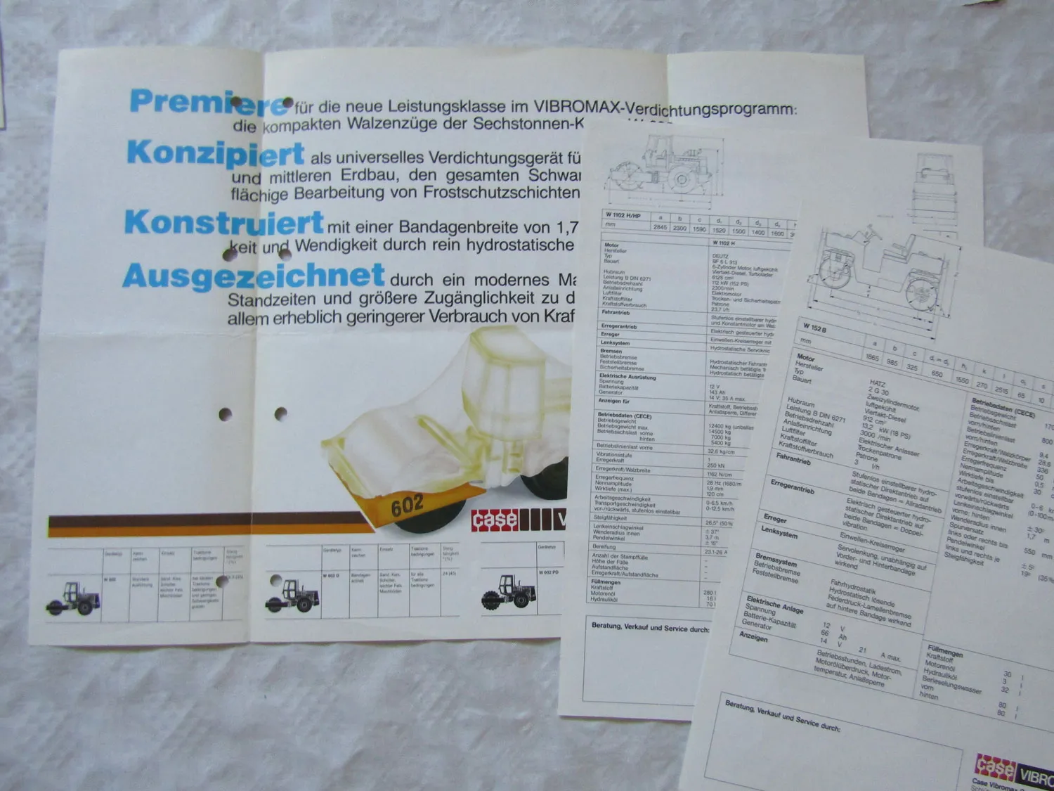 Konvolut Case Vibromax Walzen aus den 90er Jahren W854K W1102H HP W554