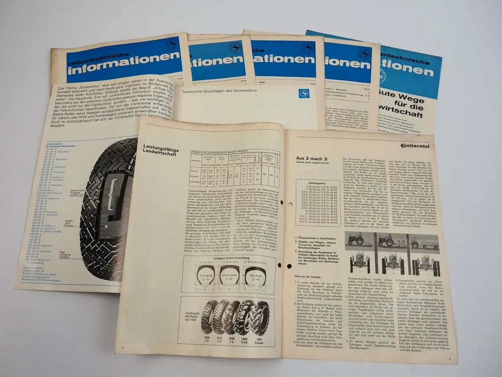 Konvolut Continental Reifentechnische Informationen 1964 bis 1967