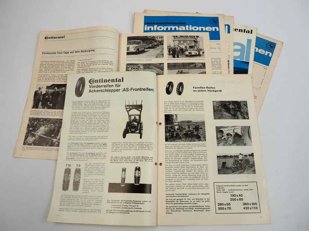 Konvolut Continental Reifentechnische Informationen 1964 bis 1967