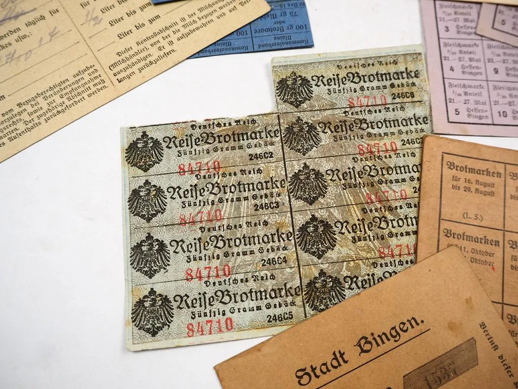 Konvolut Lebensmittelkarten Kreis Bingen für Brot Fleisch Seife Milch 1916/17