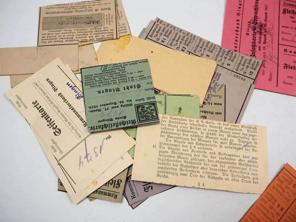 Konvolut Lebensmittelkarten Kreis Bingen für Brot Fleisch Seife Milch 1916/17