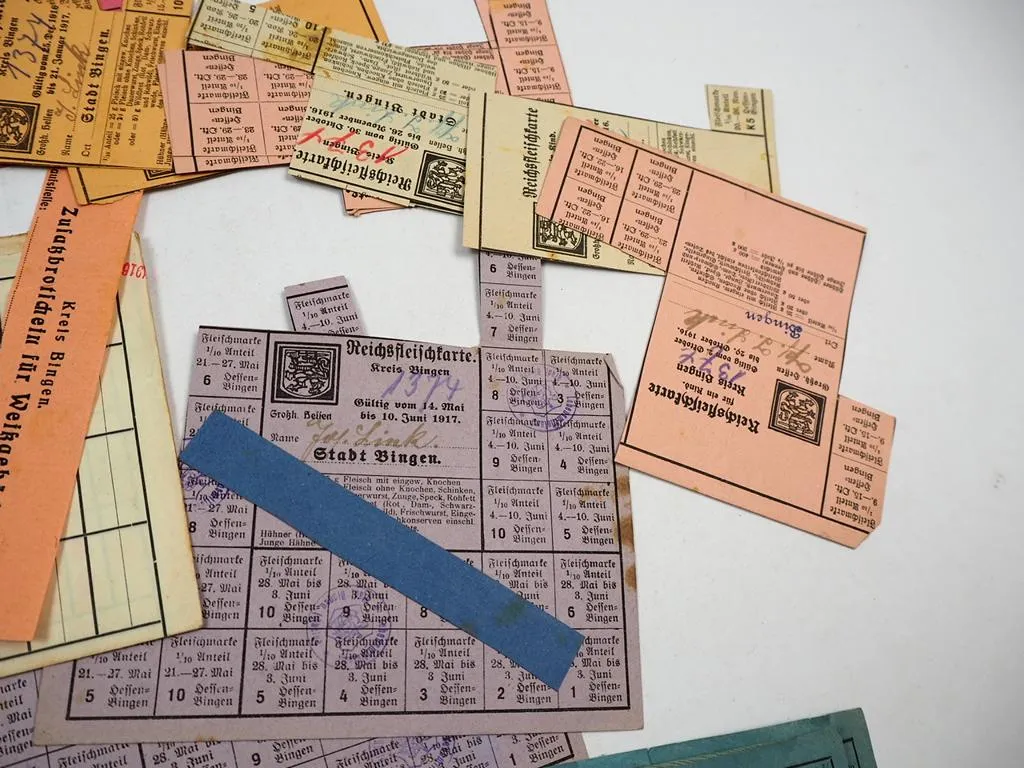 Konvolut Lebensmittelkarten Kreis Bingen für Brot Fleisch Seife Milch 1916/17