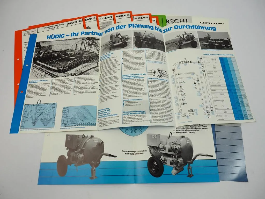 Konvolut Prospekte Hüdig Vakuumpumpen Kreiselpumpen Membranpumpen 1970er Jahre