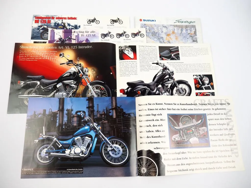 Konvolut Prospekte Suzuki Intruder VS Savage LS650 DR125 VL125 GN250