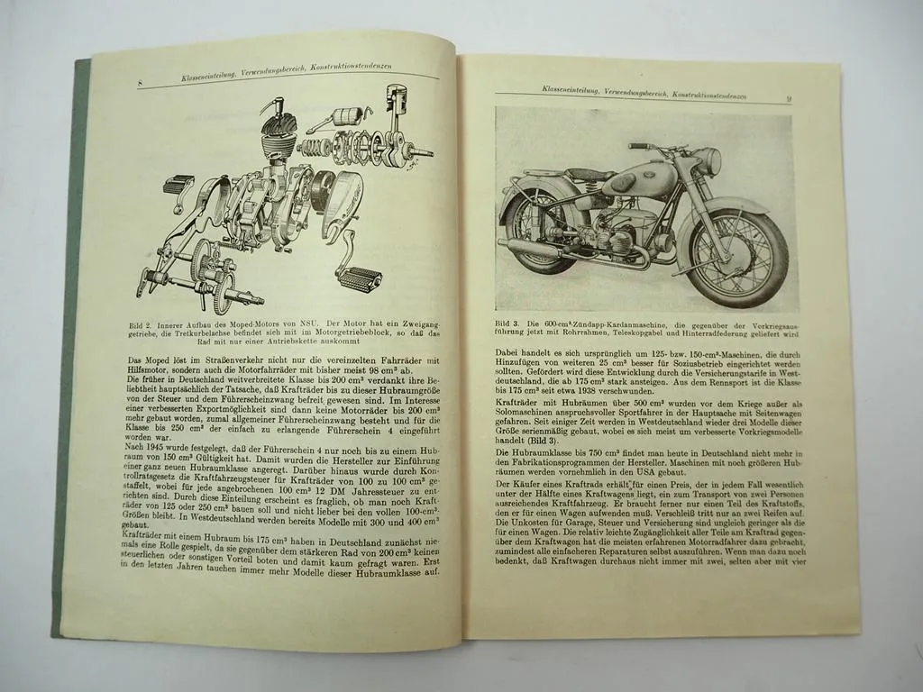 Krafträder Handbuch Motorrad IFA DKW AWO RT BK Adler NSU Michael Heise 1955